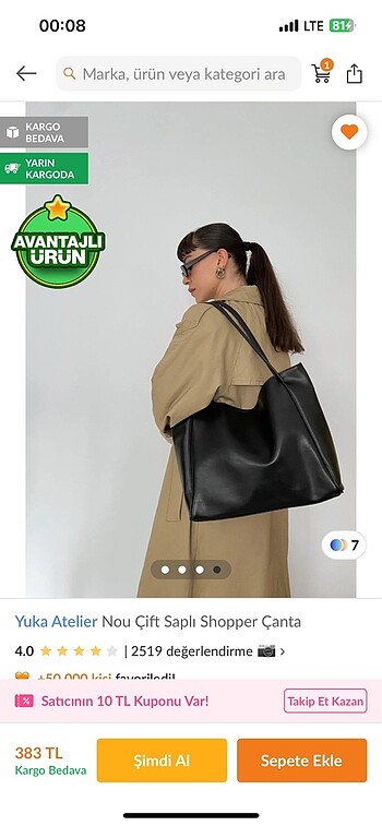 Çift saplı shopper bag