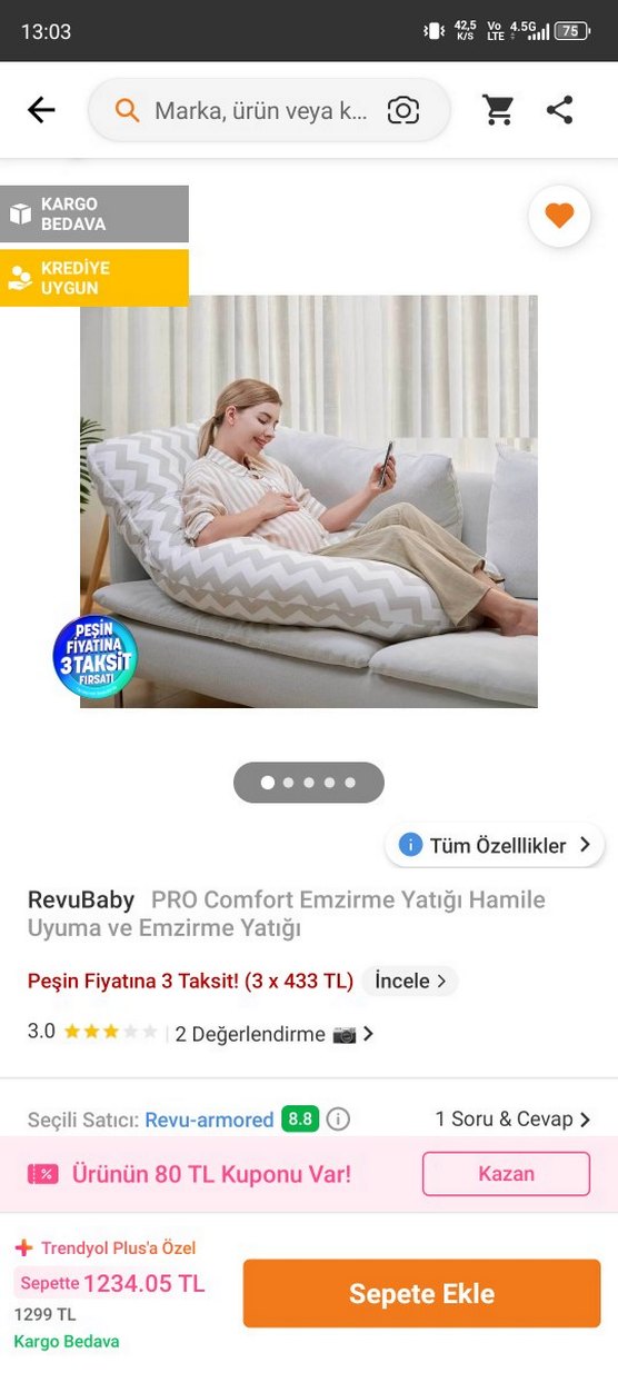 RevuBaby PRO Comfort Hamile ve Emzirme Yatağı Gri - Görsel 3
