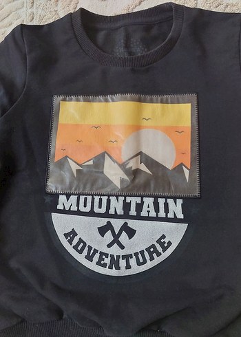 Siyah Erkek Sweatshirt, Baskılı, Uzun Kollu - Görsel 2