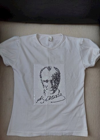 Kız Çocuk Beyaz Kısa Kollu Baskılı Tişört - Görsel 3