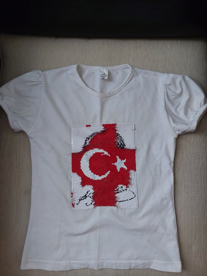 Kız Çocuk Beyaz Kısa Kollu Baskılı Tişört - Görsel 2