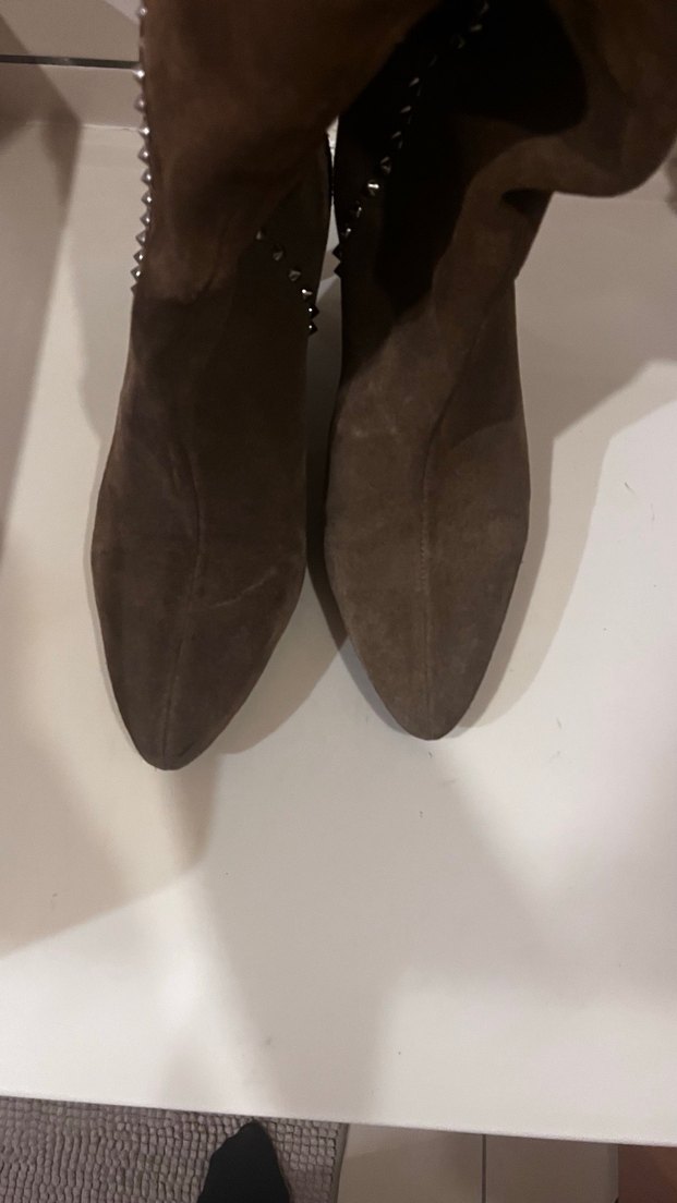 Kahverengi Süet Topuklu Kadın Bot - Görsel 5