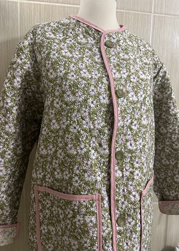 Pembe Nakışlı Bohem Düğmeli Kadın Ceket - Görsel 5