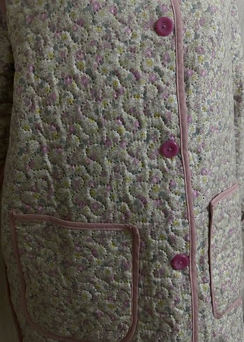 Pembe Nakışlı Bohem Düğmeli Kadın Ceket - Görsel 4