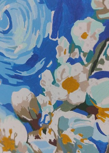 Pastel Mavi Çiçekli Tablo - Görsel 2