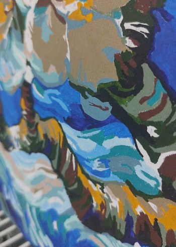 Pastel Mavi Çiçekli Tablo - Görsel 3