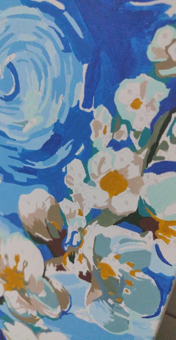 Pastel Mavi Çiçekli Tablo - Görsel 2