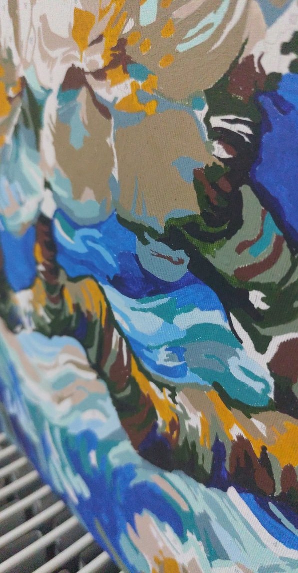 Pastel Mavi Çiçekli Tablo - Görsel 3