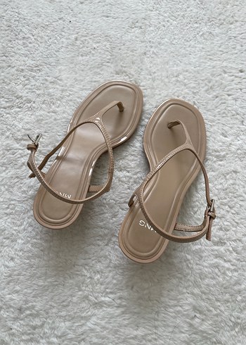 36 Beden Bej Minimalist Stiletto Topuklu Kadın Sandalet