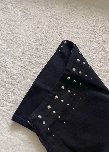 Zara Düğmeli Siyah Mini Kot Etek