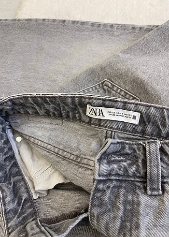 Zara Gri Regular Fit Kadın Denim Pantolon