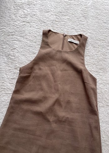 Bej Süet Midi Kolsuz Elbise - Görsel 2