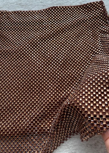 Kahverengi Parlak Yılan Desenli Midi Etek - Görsel 3