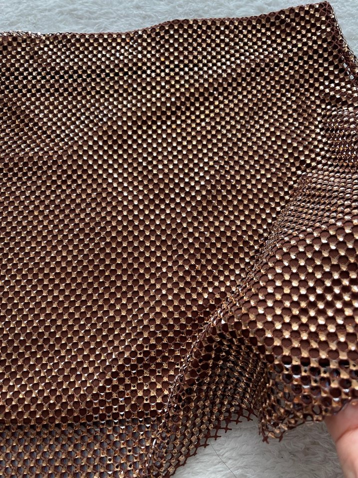 Kahverengi Parlak Yılan Desenli Midi Etek - Görsel 3