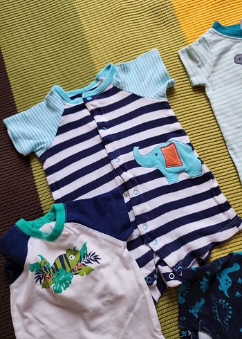 Erkek Bebek Kısa Kollu Renkli Body set - Görsel 2