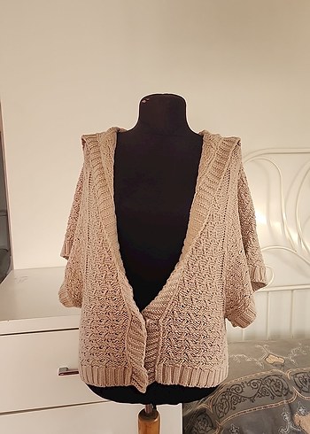Bershka Bohem Stil Kadın Bej Triko Hırka