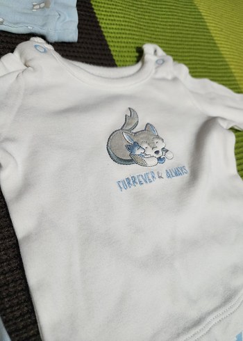 Mavi Pamuklu Bebek Takımı, Uzun Kollu - Görsel 3