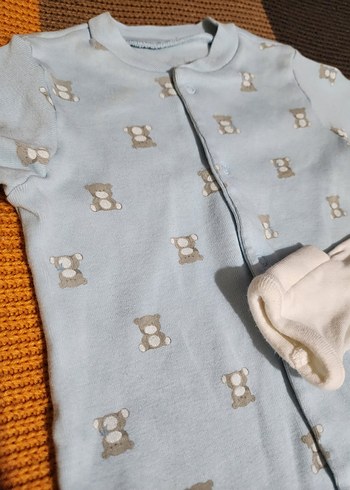 Mavi Pamuklu Bebek Takımı, Uzun Kollu - Görsel 2