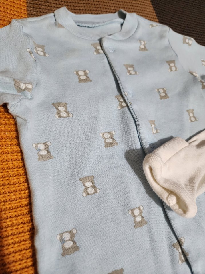 Mavi Pamuklu Bebek Takımı, Uzun Kollu - Görsel 2