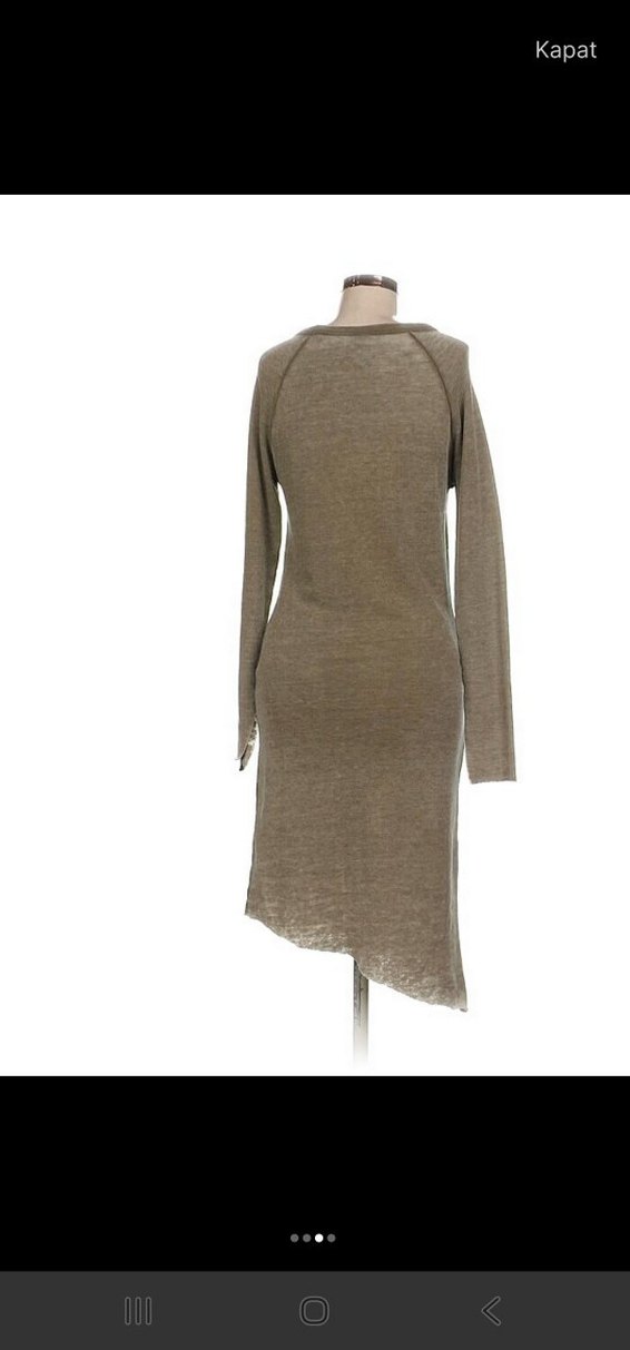 bohem Bej Uzun Kollu Kadın Elbise - Görsel 3