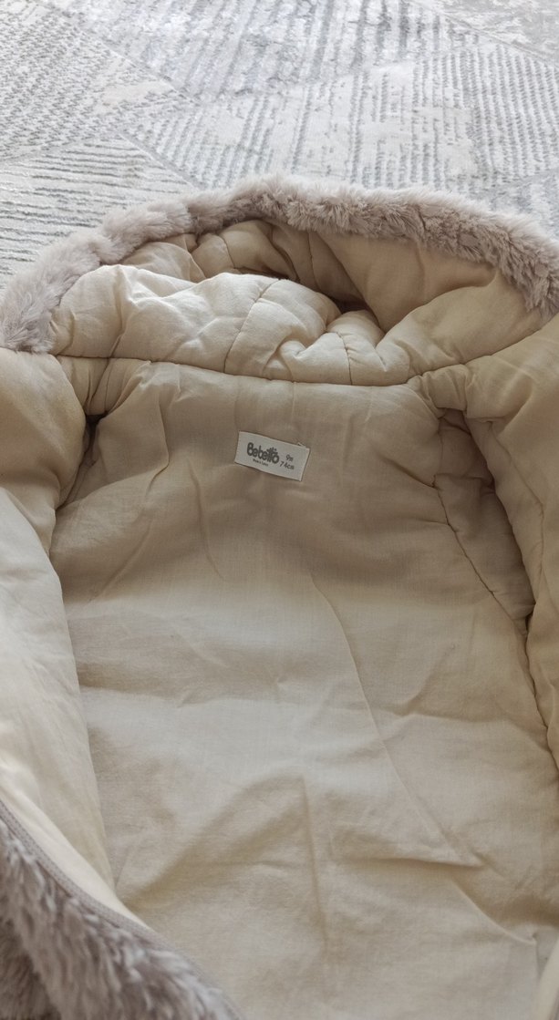 Gri Kürklü Bebek Kış Tulumu Nakışlı - Görsel 4