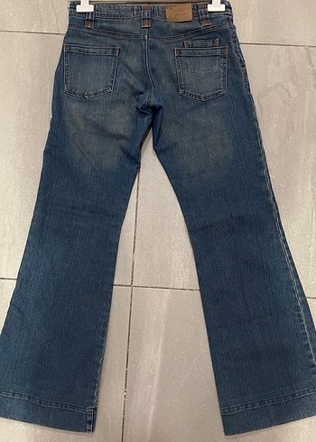 Vintage Mavi Kot Pantolon Düşük bel İspanyol paça - Görsel 2