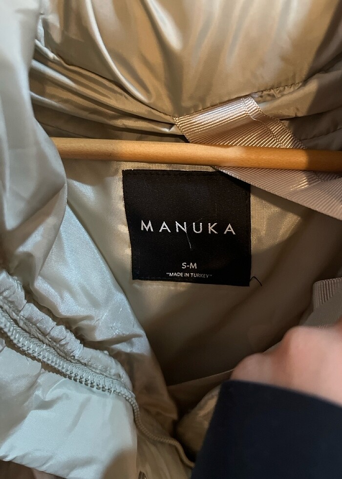 MANUKA Çağla Yeşili Şişme Uzun Mont - Görsel 4