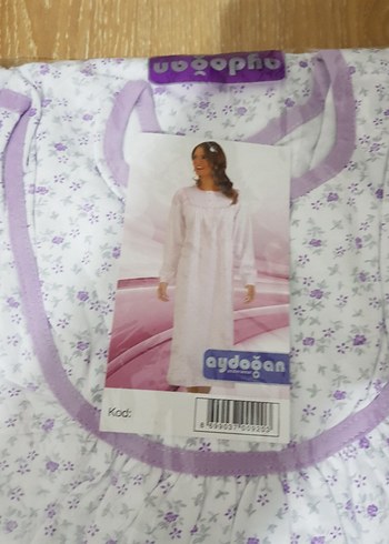 Mor Çiçek Desenli Uzun Kollu Kadın Gecelik - Görsel 2