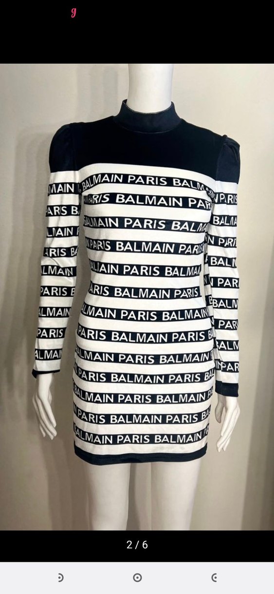 Balmain Paris Baskılı Kadın tunik yada elbise kadife - Görsel 3