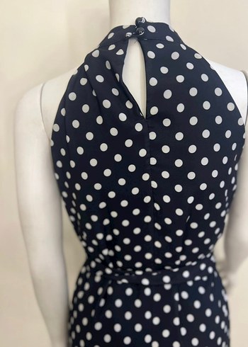 Puantiye Desenli Uzun Siyah Elbise - Görsel 7