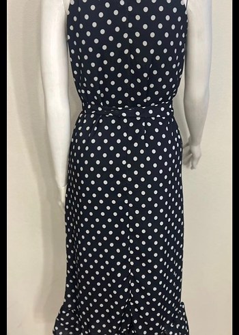 Puantiye Desenli Uzun Siyah Elbise - Görsel 6