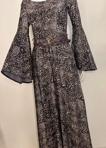 Leopar Desenli Uzun Elbise - Görsel 4