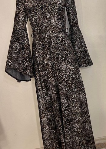 Leopar Desenli Uzun Elbise - Görsel 2