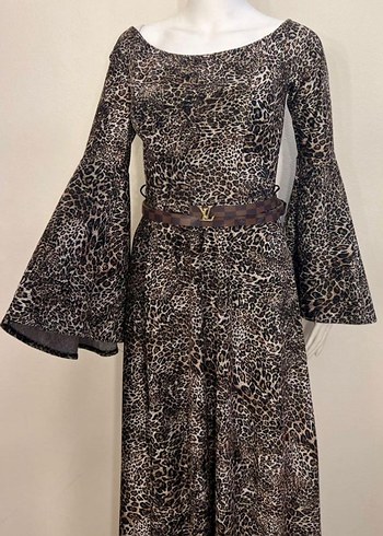 Leopar Desenli Uzun Elbise - Görsel 3