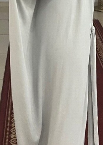 Bohem Tarzı Uzun V Yaka Gri Elbise - Görsel 3