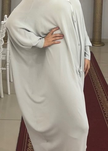 Bohem Tarzı Uzun V Yaka Gri Elbise - Görsel 2