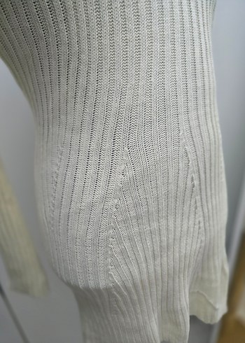 Beyaz Boğazlı Triko Kadın Elbise - Görsel 4