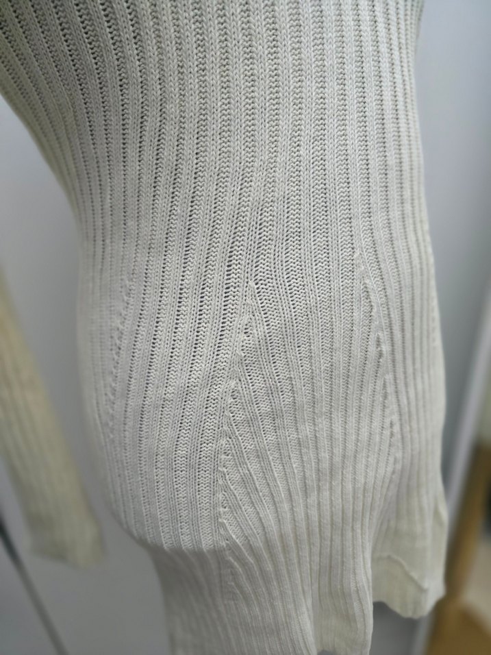 Beyaz Boğazlı Triko Kadın Elbise - Görsel 4