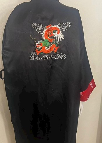 orjinaldir Desenli Kırmızı Vintage Kadın Uzun Kimono - Görsel 5