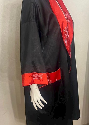 orjinaldir Desenli Kırmızı Vintage Kadın Uzun Kimono - Görsel 10