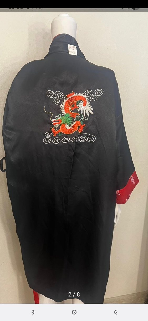 orjinaldir Desenli Kırmızı Vintage Kadın Uzun Kimono - Görsel 5