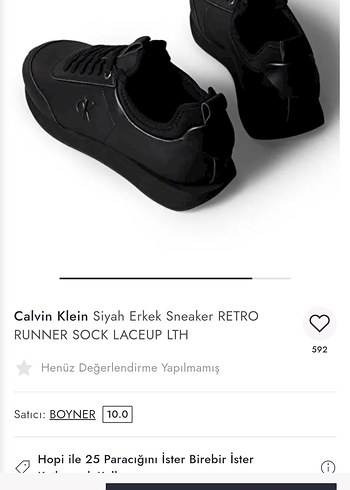 Calvin Klein Siyah Deri  Spor Ayakkabı orjinal - Görsel 8