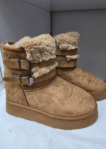 Bej Süet Kadın Wedge Bot - Görsel 13