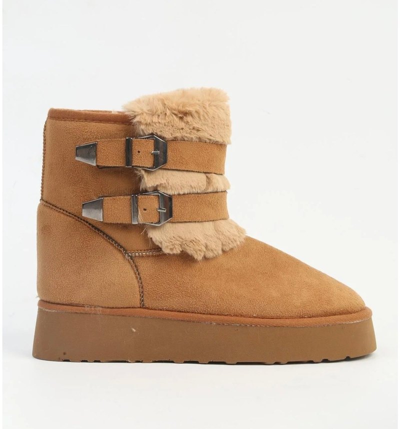 Bej Süet Kadın Wedge Bot - Görsel 5