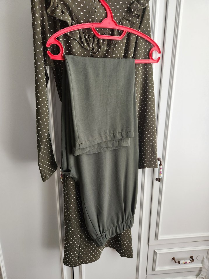 Fırfırlı ve Kemerli Yeşil Uzun ikili tunik takimi - Görsel 5