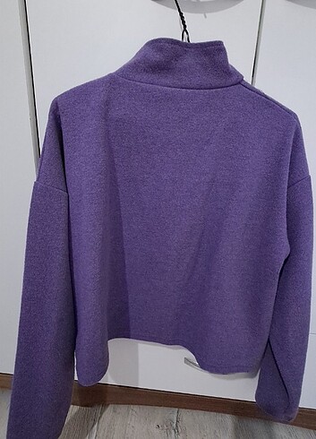 xl Beden Mor fermuarlı sweatshirt