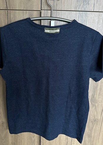 Kadın Lacivert Denim Kısa Kollu Tişört - Görsel 7