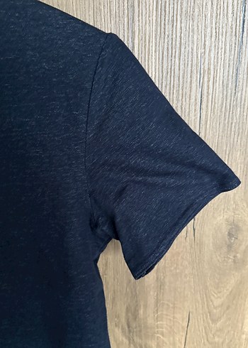 Kadın Lacivert Denim Kısa Kollu Tişört - Görsel 5