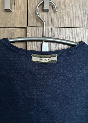 Kadın Lacivert Denim Kısa Kollu Tişört - Görsel 9