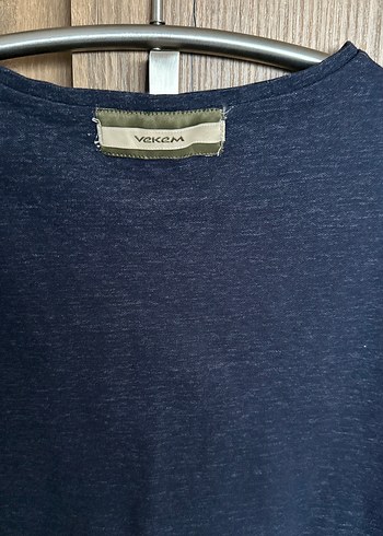 Kadın Lacivert Denim Kısa Kollu Tişört - Görsel 10